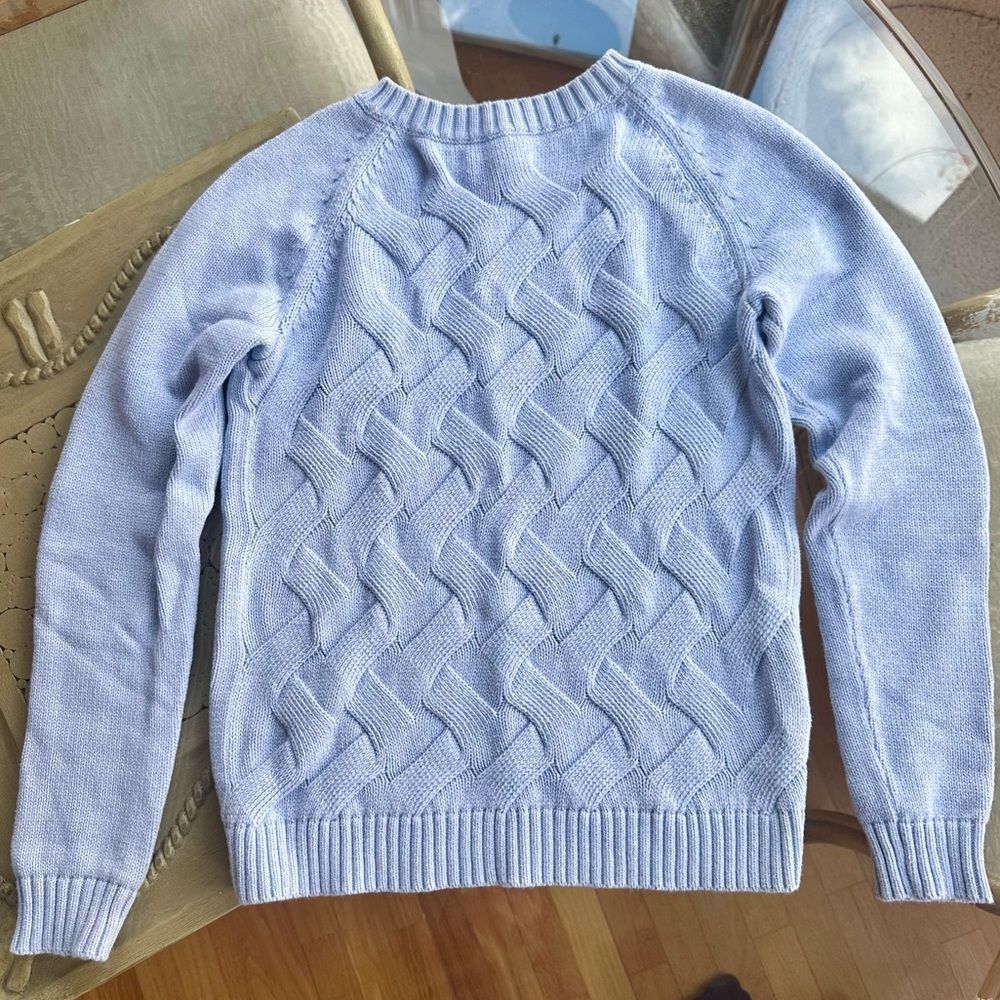 Land’s End Periwinkle Basket Weave Drifter Sweater